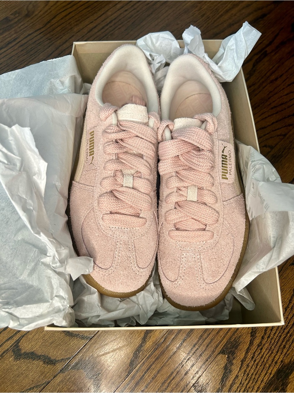Puma Women's Pale Pink Suede Sneakers with Gum Outsole - Picture 5 of 8